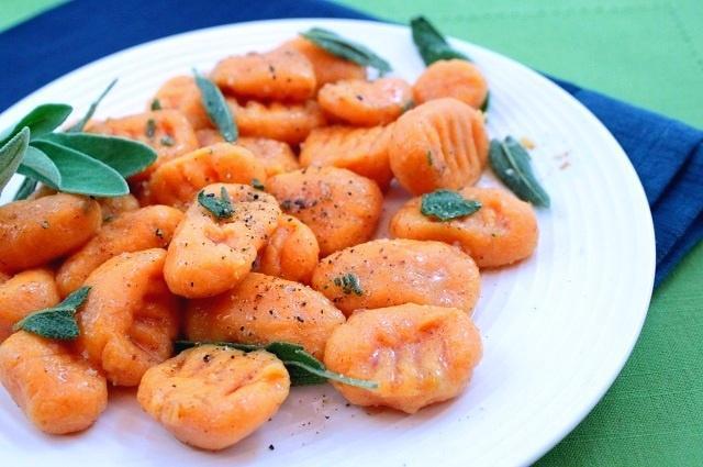With just 2 ingredients (Sweet Potatoes and Flour), you'll make soft and pillowy homemade Sweet Potato Gnocchi that makes a simple yet elegant meal. #gnocchi #pasta #sweetpotato