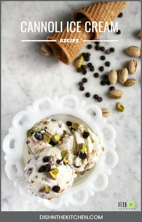 This homemade Cannoli Ice Cream combines the flavours of classic Italian Cannoli into a fabulous frozen treat. #frozentreat #icecream #cannoli