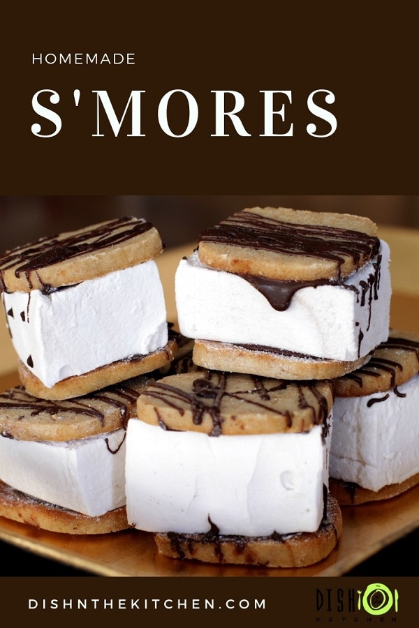 S'mores are a campfire favourite you can create right from scratch. Then enjoy these soft, vanilla flavoured marshmallows sandwiched between crumbly graham cookies...hot or cold! #smores #marshmallows #dessert #grahamcrackers