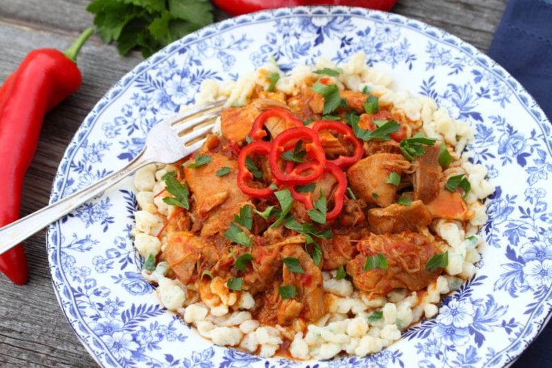 Instant Pot Hungarian Chicken Paprikash on Nokedli Dish 'n' the Kitchen