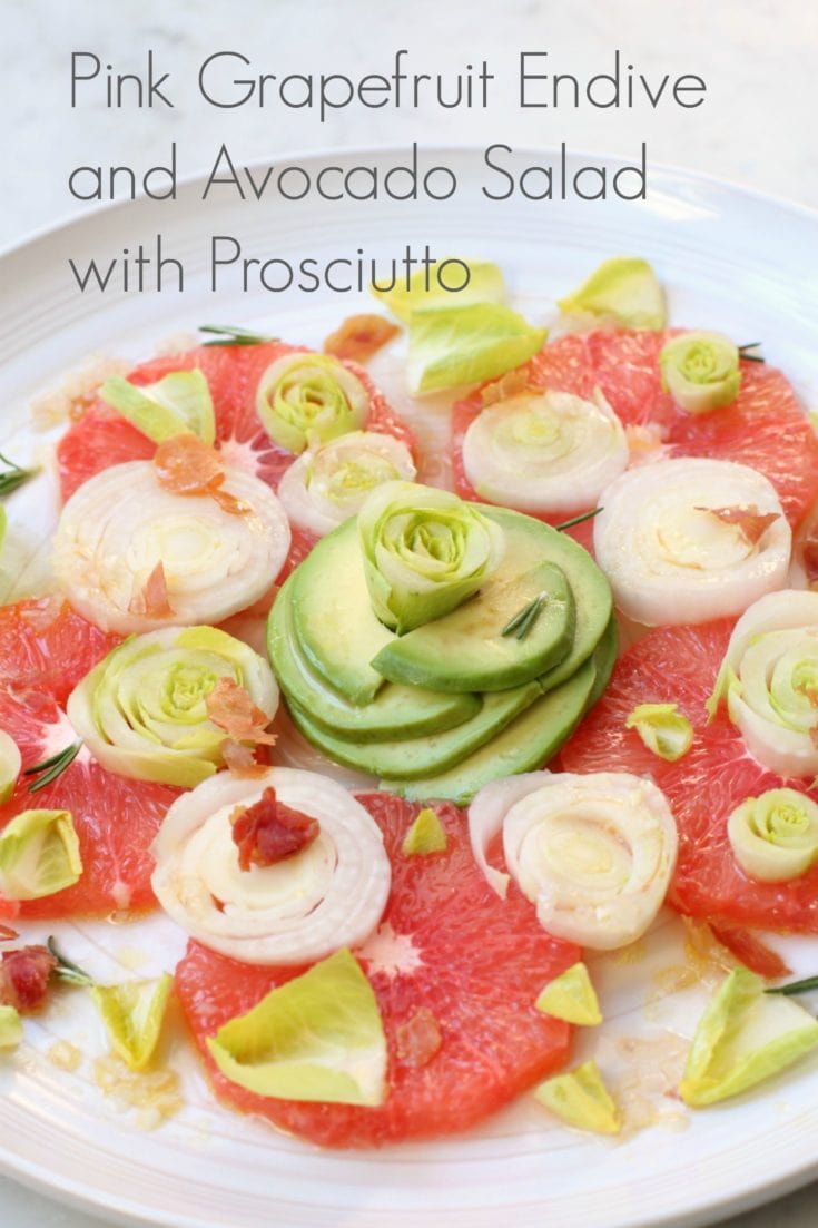 This stunning Pink Grapefruit Salad with Endive and Avocado is the perfect combination of winter seasonal ingredients and flavours. #wintersalad #salad #pinkgrapefruit #citrussalad #citrus 