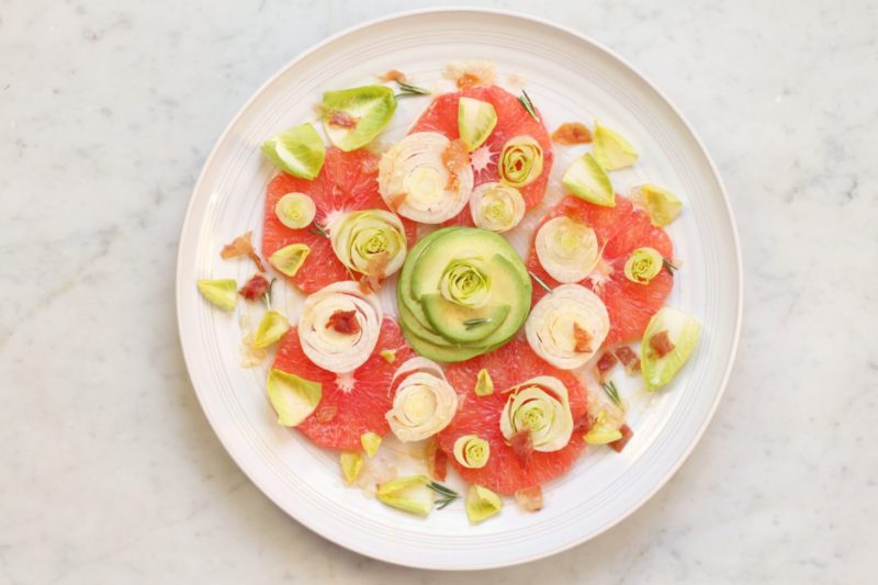 This stunning Pink Grapefruit Salad with Endive and Avocado is the perfect combination of winter seasonal ingredients and flavours. #wintersalad #salad #pinkgrapefruit #citrussalad #citrus 