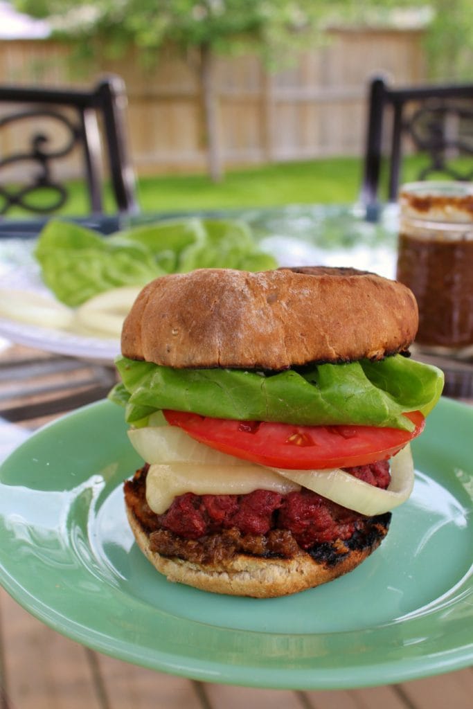 The Ultimate Backyard Smoked Bison Burger for your hot summer night barbecue #barbecue #smokedburger #bisonburger #burger