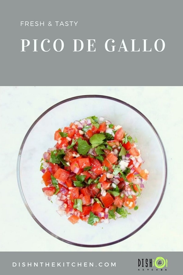 This Fresh and Zesty Pico de Gallo is a great way to add freshness and flavour to any dish. Use it on top of a casserole, chicken, fish, or just scoop it up with tortilla chips. #picodegallo #salsa #dips #snacks